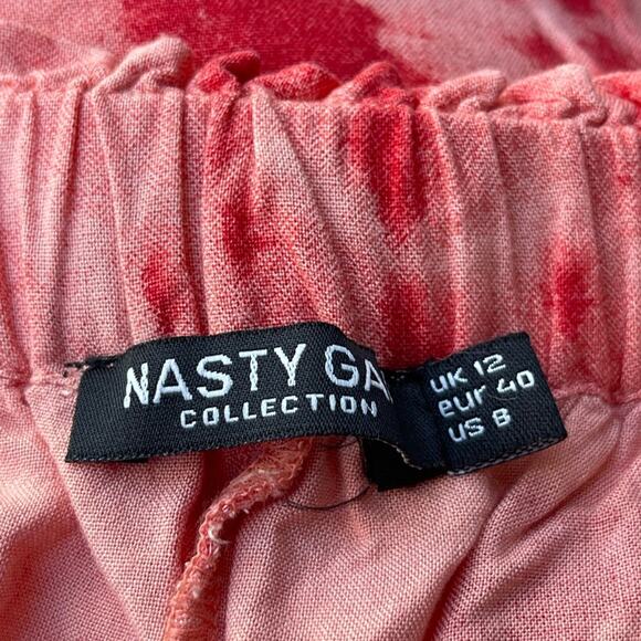 Nasty Gal Tie Dye Print Wide-leg Relaxed Pants in Pink , US 8 - Picture 5 of 12